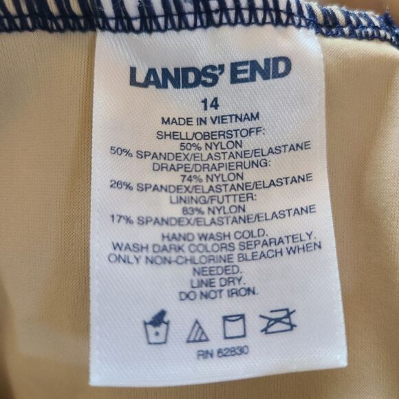 lands end plus size one piece slimming swimsuit blue white size 14 - Picture 4 of 7